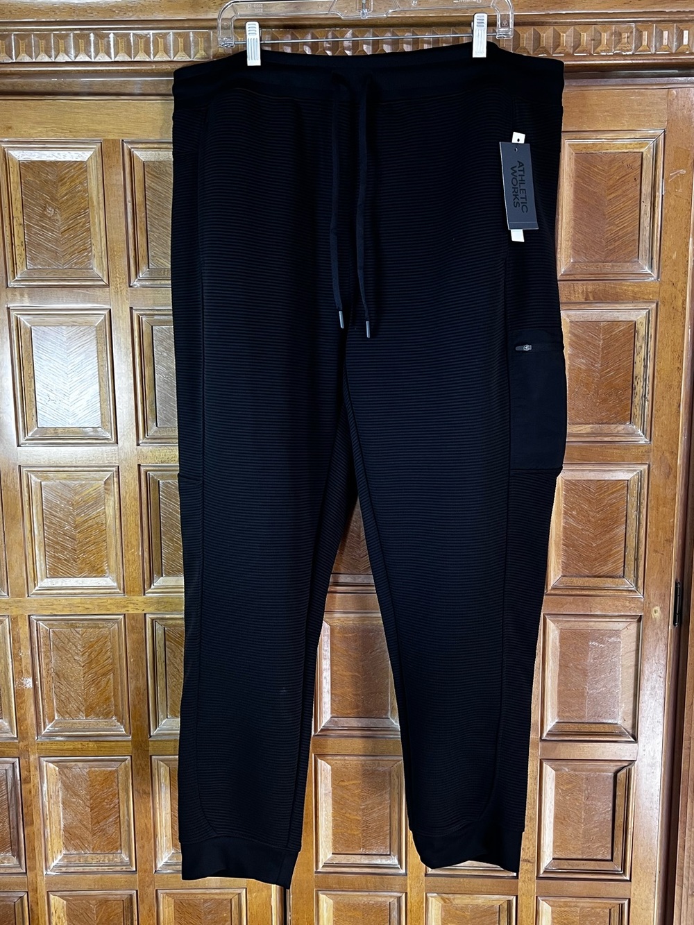 Athletic Works Joggers Pants Mens 2XL Black Active Stretch Zip Pocket